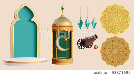 3D Ramadan festive elements set 3D Ramadan festive elements set 98871690