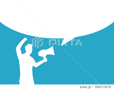 Man speaking out on megaphone, demanding to be...のイラスト素材 [98872676] - PIXTA