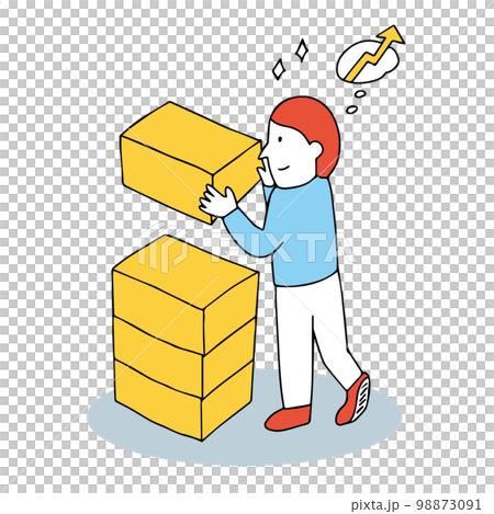 ブロックを積み重ねる人のイラスト 経験・キャリア・資産・積み立て ブロックを積み重ねる人のイラスト 経験・キャリア・資産・積み立て 98873091