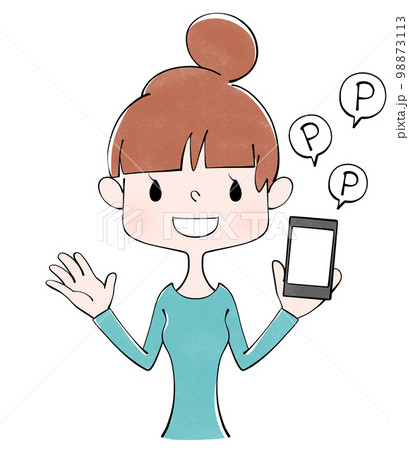 ポイ活をする女性のイラスト 98873113