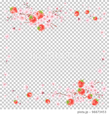 桜といちごのフレーム（正方形） 98873453