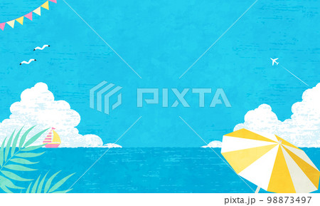 青空と海の夏イメージのベクターイラスト背景(ビーチ) 98873497