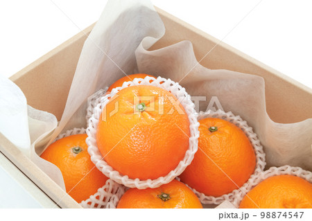 箱に入った伊予柑【白背景】 98874547