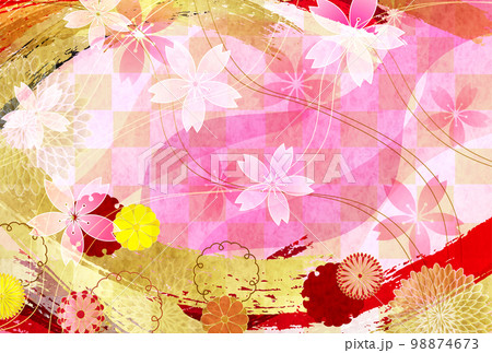 桜 和柄 水彩 背景 桜 和柄 水彩 背景 98874673