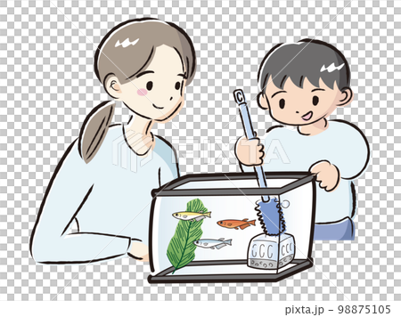 父母和孩子照顧青鱂(清潔水族館) 父母和孩子照顧青鱂(清潔水族館) 98875105