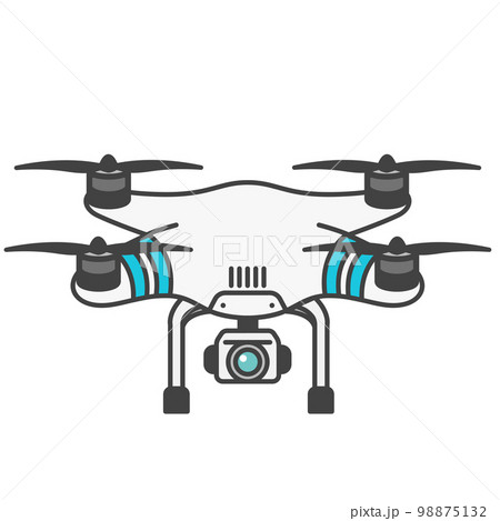 中型の産業用ドローン・空撮カメラ付き・着陸・停止状態 中型の産業用ドローン・空撮カメラ付き・着陸・停止状態 98875132