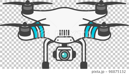 中型の産業用ドローン・空撮カメラ付き・着陸・停止状態 中型の産業用ドローン・空撮カメラ付き・着陸・停止状態 98875132