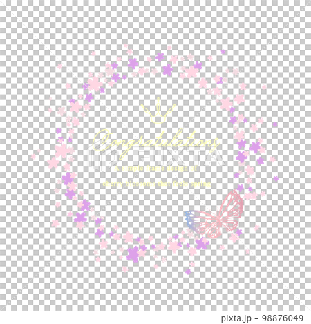 桜と蝶の黒背景フレームデザイン ベクター素材 98876049