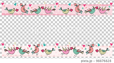 小鳥とハート フレーム ライン 背景素材 ピンク 小鳥とハート フレーム ライン 背景素材 ピンク 98876828