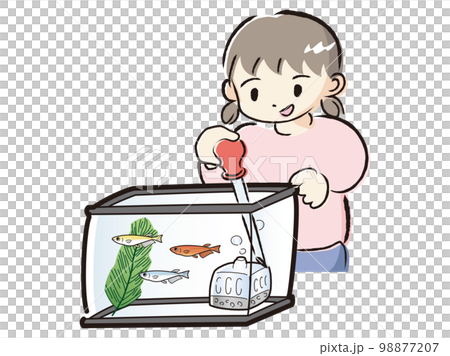 照顧青鱂(換水)的女孩 照顧青鱂(換水)的女孩 98877207