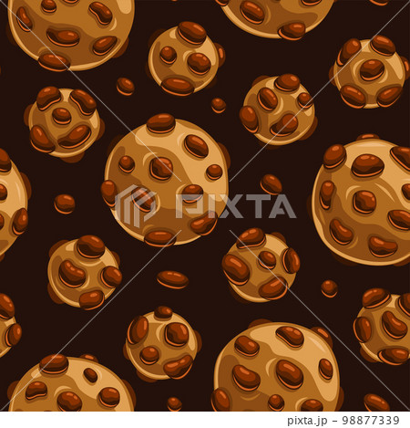 Cookies with Chocolate Chips Seamless Pattern. Vector 98877339
