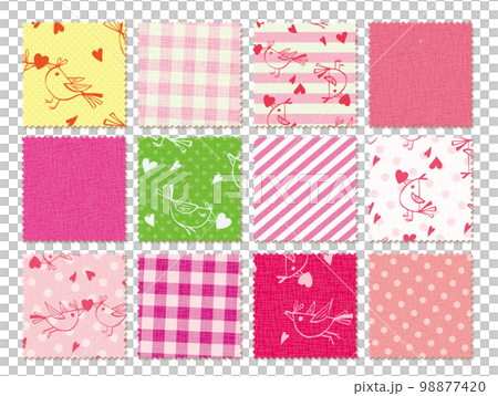 Small bird and heart fabric style set Felt fabric 98877420