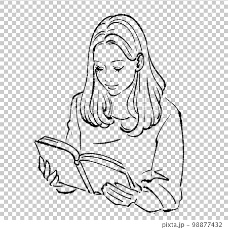 一個女人的單色線描插圖 一個女人的單色線描插圖 98877432
