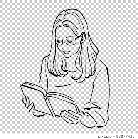 一個女人的單色線描插圖 98877435