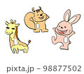 可愛いうさぎキリンりすのイラスト　子供用の素材 98877502