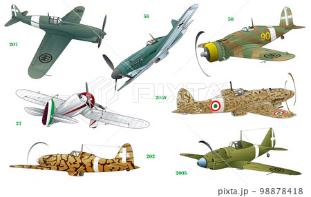 第二次世界大戦頃に活躍したイタリアの単座プロペラ戦闘機7種類vector