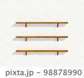 白い壁と3つの木製の棚 98878990