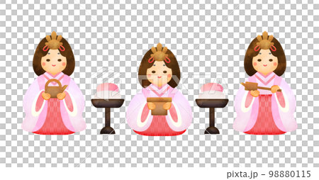 Watercolor style three court ladies 98880115