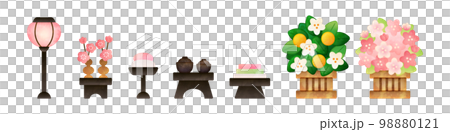 Watercolor-style hina doll accessories 98880121