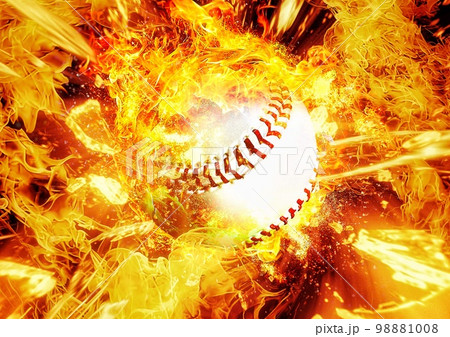 爆発して燃え上がる野球ボールの3dイラスト 98881008