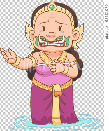 Cartoon character of a woman giant, in Thai ancient literature. Cartoon character of a woman giant, in Thai ancient literature. 98881079