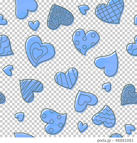 Hand-drawn style heart seamless pattern (blue) 98881081
