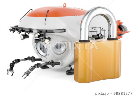 Bathyscaphe with padlock, 3D rendering 98881277