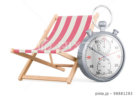 Deckchair with stopwatch. 3D rendering 98881283