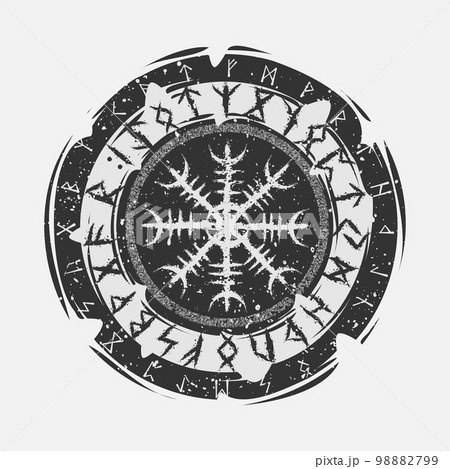Viking symbol rune dark circle shield 98882799
