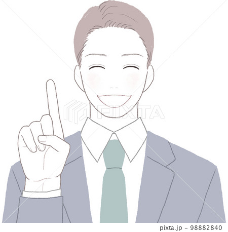 笑顔のスーツを着た爽やかな若い男性 指差しver 笑顔のスーツを着た爽やかな若い男性 指差しver 98882840