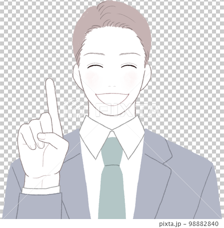 笑顔のスーツを着た爽やかな若い男性 指差しver 笑顔のスーツを着た爽やかな若い男性 指差しver 98882840