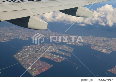 空から日本を見てみよう　神戸　明石　明石海峡大橋　神戸　兵庫　神戸港　そして神戸 98882997