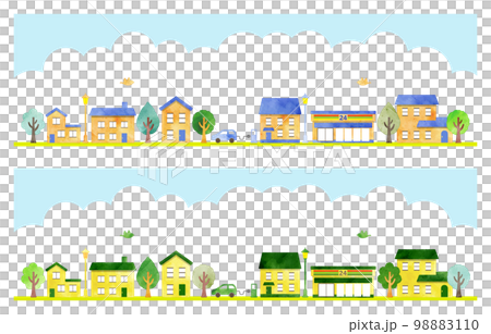 Watercolor cityscape illustration set (color A) Watercolor cityscape illustration set (color A) 98883110