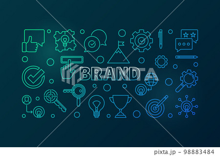 Brand vector colored horizontal banner in thin line style Brand vector colored horizontal banner in thin line style 98883484