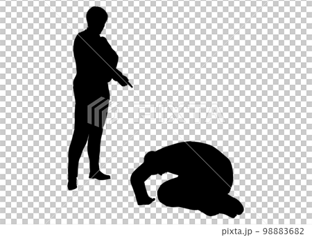 Illustration set of a full-body front view of a man prostrating himself and a full-body back view of a businessman prostrating himself 98883682