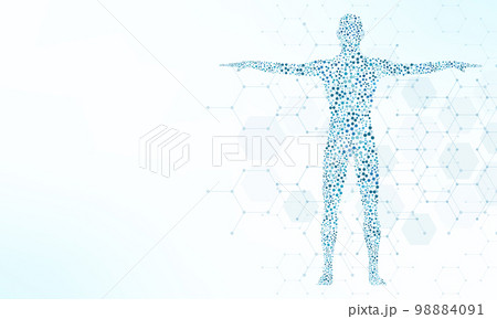 Vector illustration of the human body with structure molecules DNA. Concept and idea for medicine, healthcare medical, science, and technology 98884091