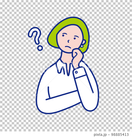 20 多歲至 40 多歲女性上半身的插圖素材,帶有懷疑和傾斜頭部的形象 20 多歲至 40 多歲女性上半身的插圖素材,帶有懷疑和傾斜頭部的形象 98885413