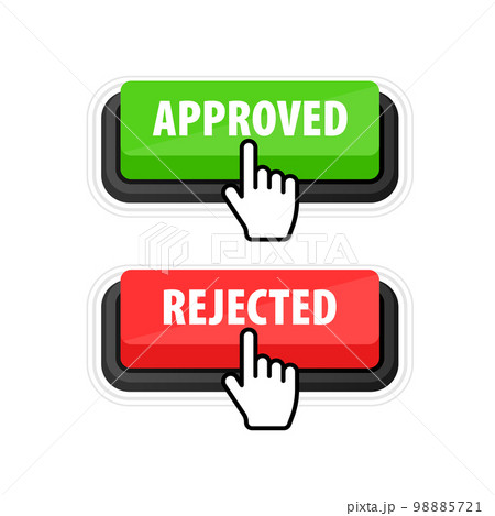Approved rejected button, sign. Check mark, approval sign. Approved rejected button, sign. Check mark, approval sign. 98885721
