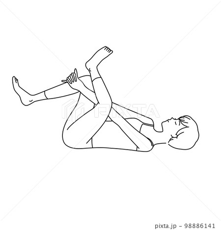ヨガをする女性_2_線画 98886141