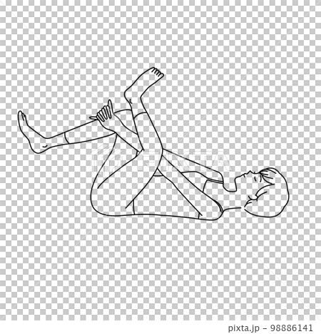 ヨガをする女性_2_線画 98886141