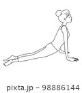 ヨガをする女性_3_線画 98886144