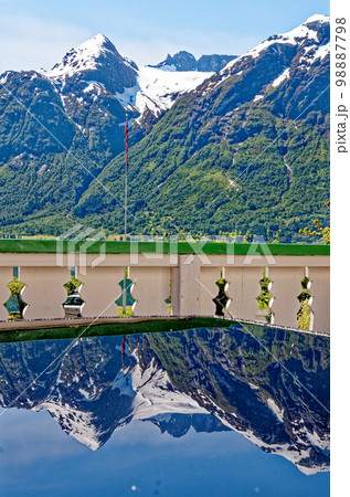 Reflexion of beautiful landscape near Hellesylt - Norway 98887798