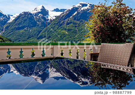 Reflexion of beautiful landscape near Hellesylt - Norway Reflexion of beautiful landscape near Hellesylt - Norway 98887799