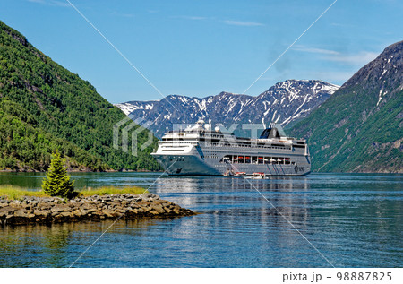 MSC Lirica Cruise ship in Norwegian Fjords - Hellesylt 98887825