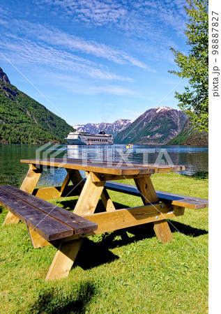 MSC Lirica Cruise ship in Norwegian Fjords - Hellesylt 98887827