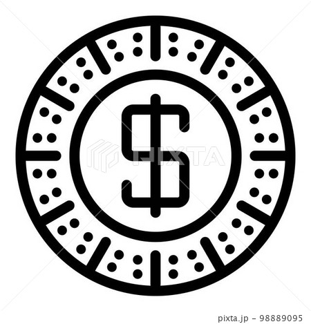 Dollar coin icon. Outline dollar coin vector icon for web design isolated on white background 98889095