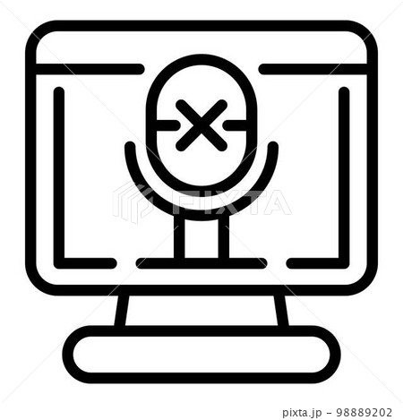 Mute video call icon. Outline mute video call vector icon for web design isolated on white background Mute video call icon. Outline mute video call vector icon for web design isolated on white background 98889202