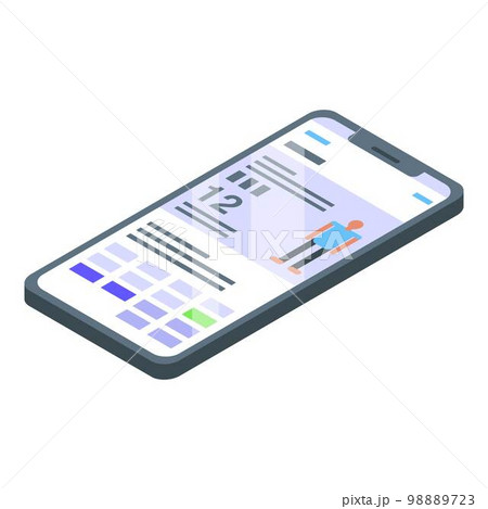 Home training smartphone app icon. Isometric of home training smartphone app vector icon for web design isolated on white background 98889723