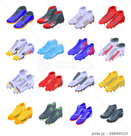 Football boots icons set. Isometric set of football boots vector icons for web design isolated on white background 98890020