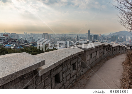 Seoul City Wall fortress protecting capital of South Korea 98891395